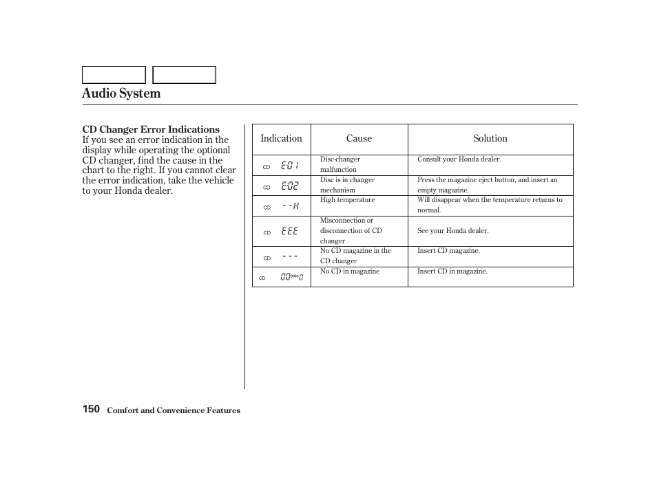 Audio system | HONDA 2002 CR-V - Owner's Manual User Manual | Page 154 / 372