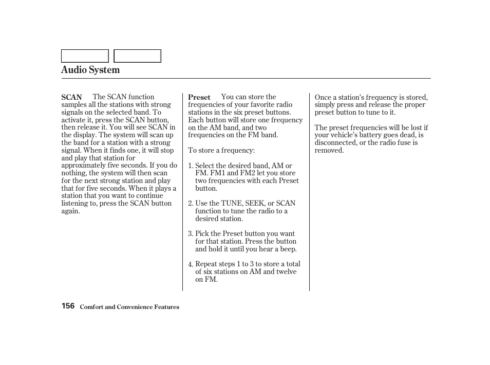 Audio system | HONDA 2002 CR-V - Owner's Manual User Manual | Page 160 / 372