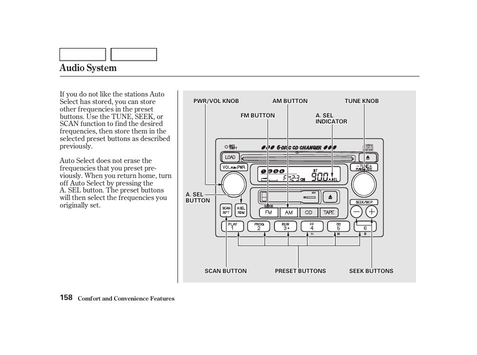 Audio system | HONDA 2002 CR-V - Owner's Manual User Manual | Page 162 / 372