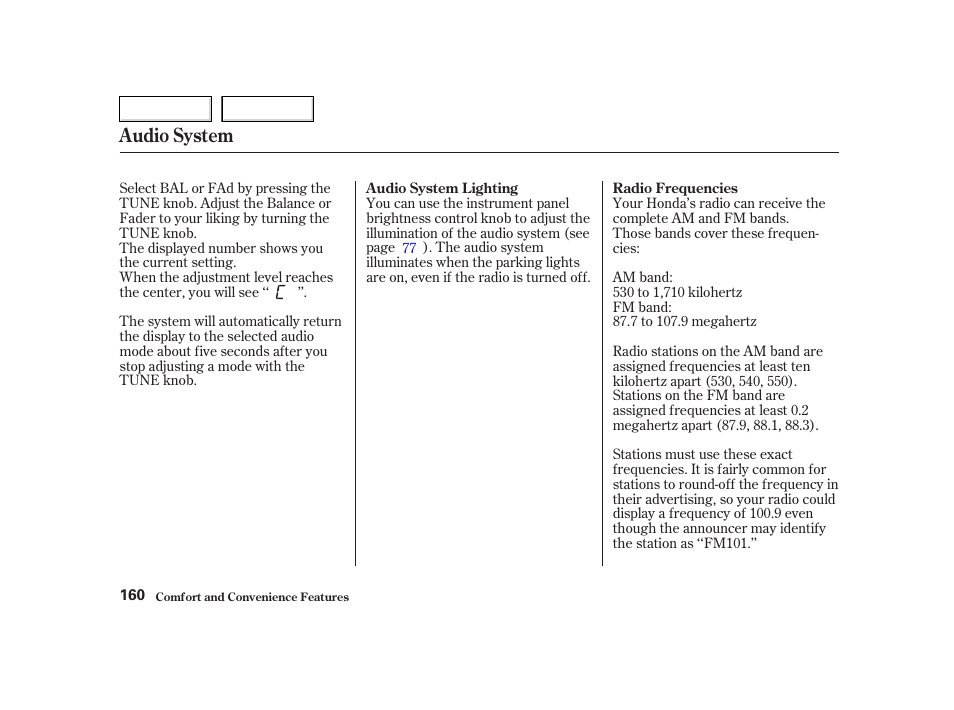 Audio system | HONDA 2002 CR-V - Owner's Manual User Manual | Page 164 / 372