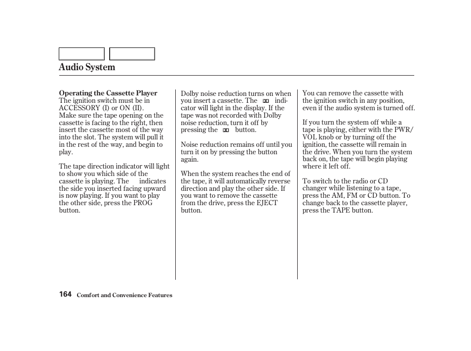 Audio system | HONDA 2002 CR-V - Owner's Manual User Manual | Page 168 / 372