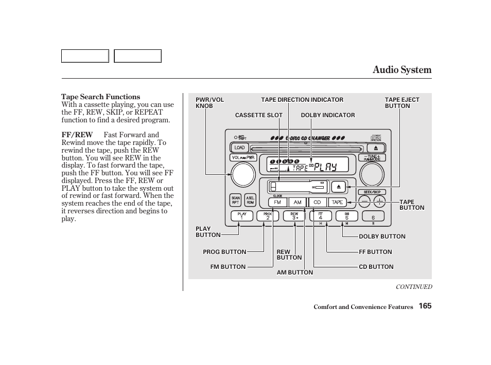 Audio system | HONDA 2002 CR-V - Owner's Manual User Manual | Page 169 / 372