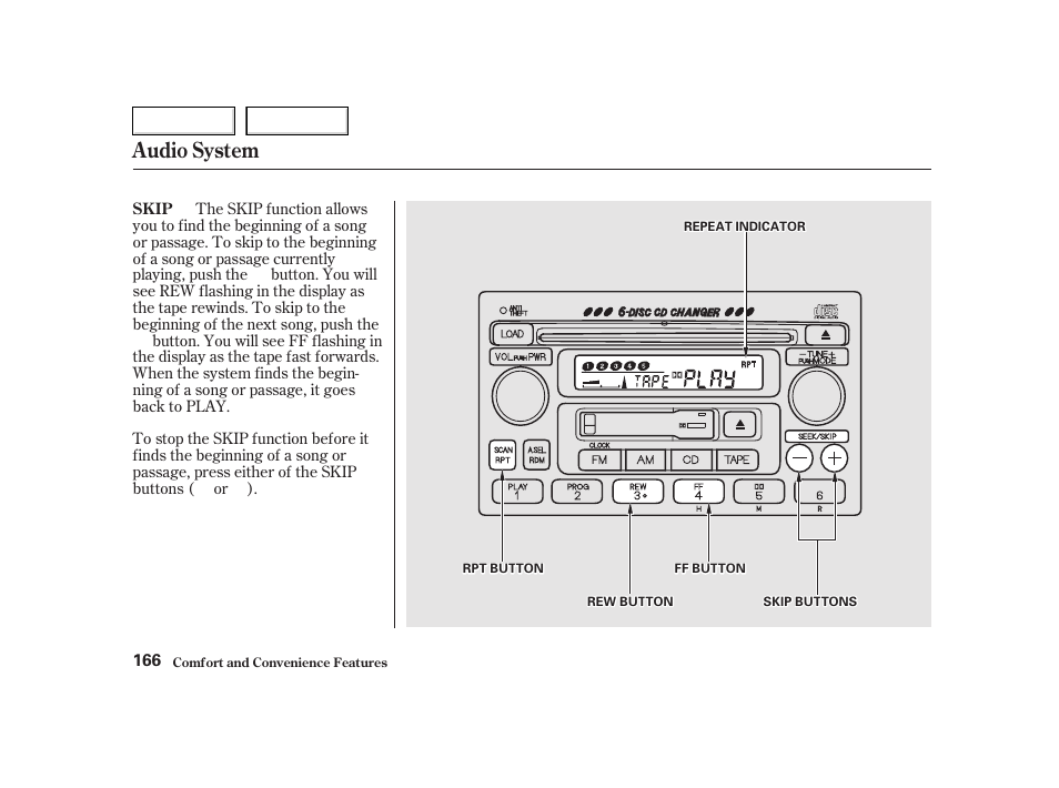 Audio system | HONDA 2002 CR-V - Owner's Manual User Manual | Page 170 / 372