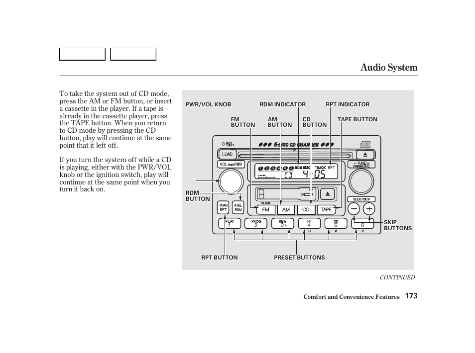 Audio system | HONDA 2002 CR-V - Owner's Manual User Manual | Page 177 / 372