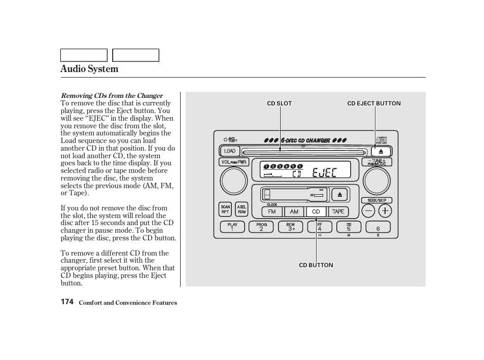Audio system | HONDA 2002 CR-V - Owner's Manual User Manual | Page 178 / 372