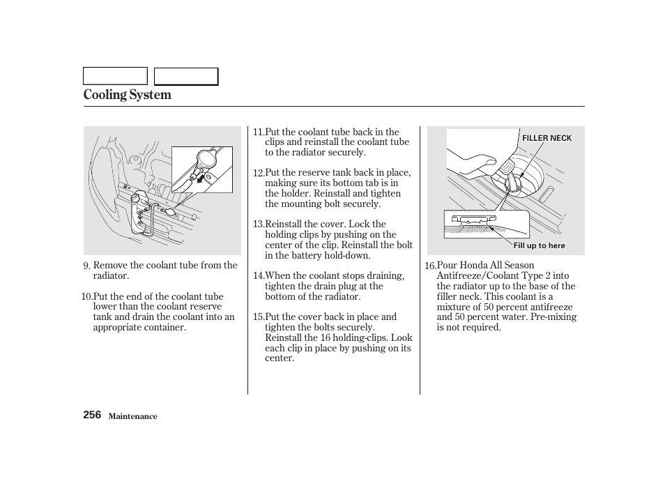 Cooling system | HONDA 2002 CR-V - Owner's Manual User Manual | Page 260 / 372