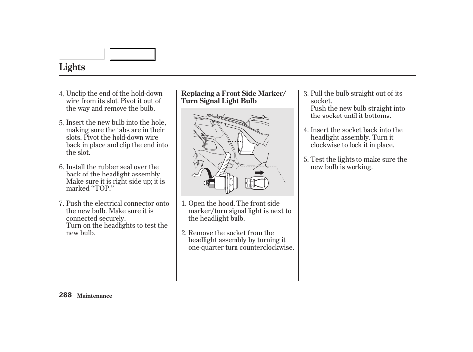 Lights | HONDA 2002 CR-V - Owner's Manual User Manual | Page 292 / 372