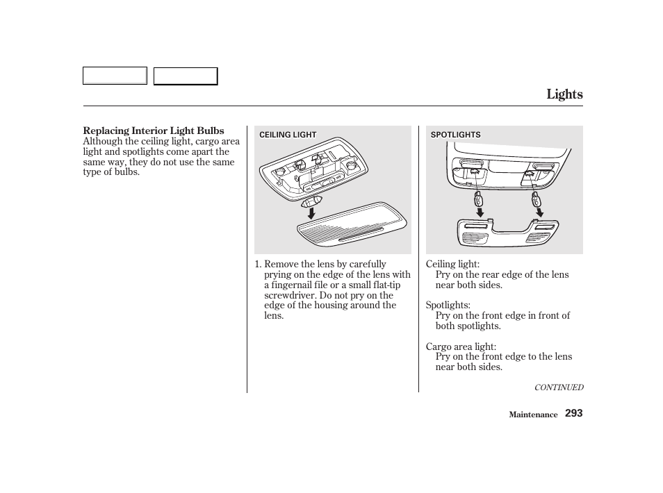 Lights | HONDA 2002 CR-V - Owner's Manual User Manual | Page 297 / 372