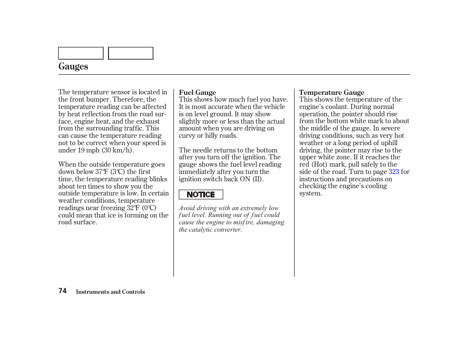Gauges | HONDA 2002 CR-V - Owner's Manual User Manual | Page 78 / 372
