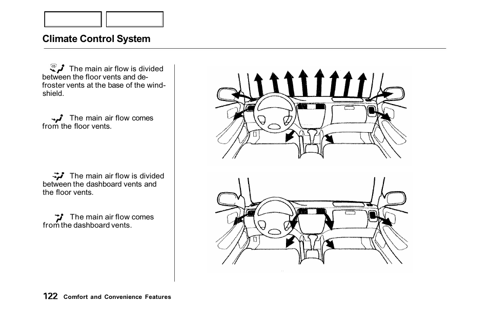 Climate control system | HONDA 2001 Accord Sedan - Owner's Manual User Manual | Page 125 / 372