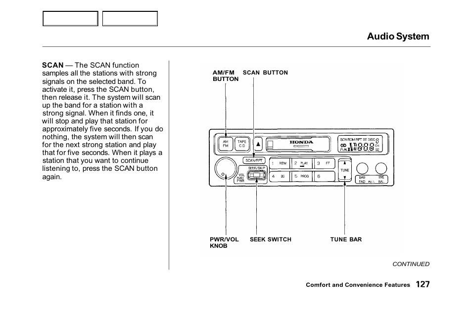 Audio system | HONDA 2001 Accord Sedan - Owner's Manual User Manual | Page 130 / 372