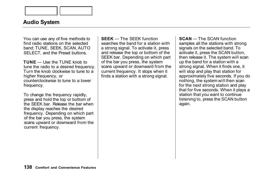 Audio system | HONDA 2001 Accord Sedan - Owner's Manual User Manual | Page 141 / 372