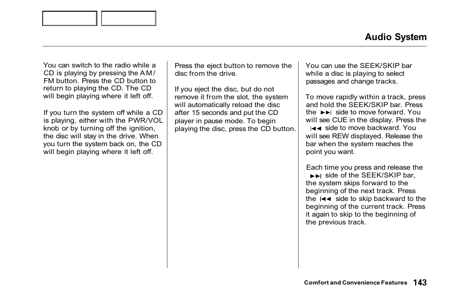 Audio system | HONDA 2001 Accord Sedan - Owner's Manual User Manual | Page 146 / 372