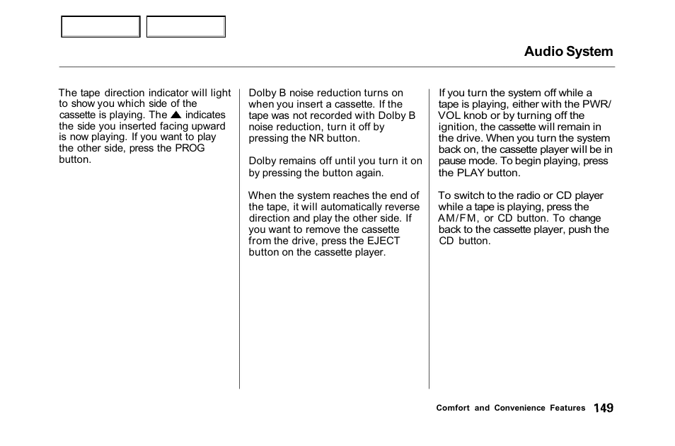 Audio system | HONDA 2001 Accord Sedan - Owner's Manual User Manual | Page 152 / 372