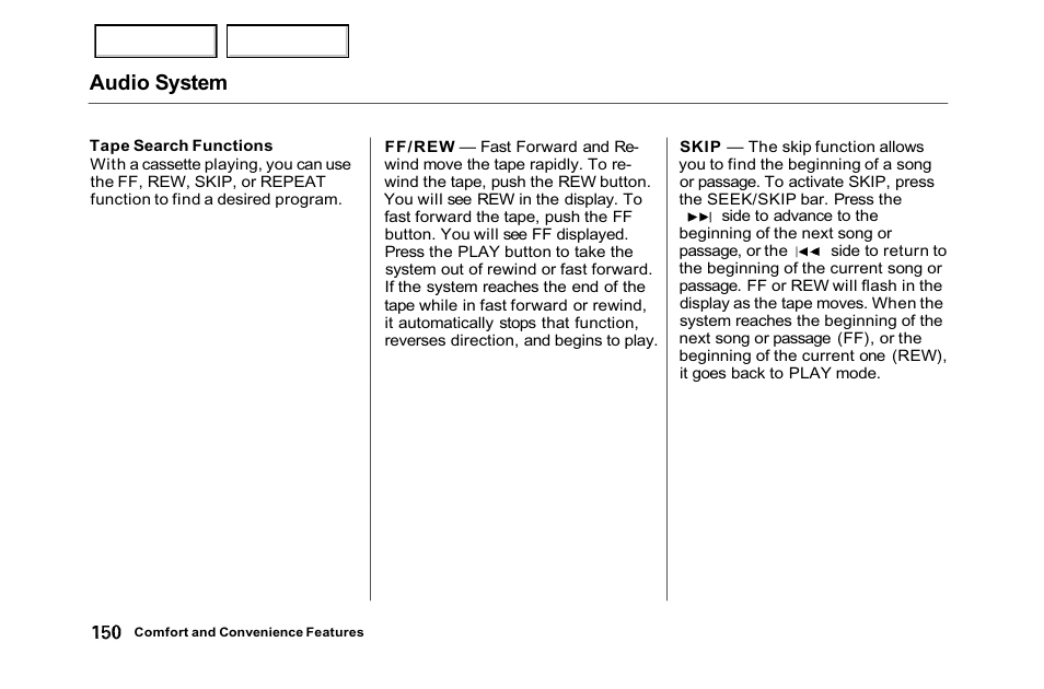 Audio system | HONDA 2001 Accord Sedan - Owner's Manual User Manual | Page 153 / 372