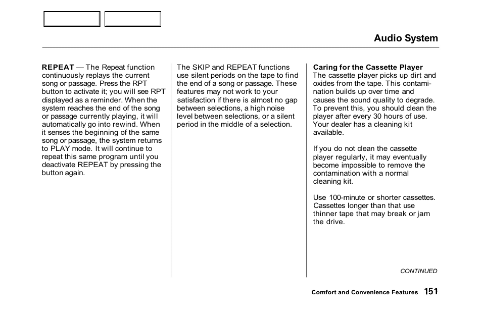 Audio system | HONDA 2001 Accord Sedan - Owner's Manual User Manual | Page 154 / 372