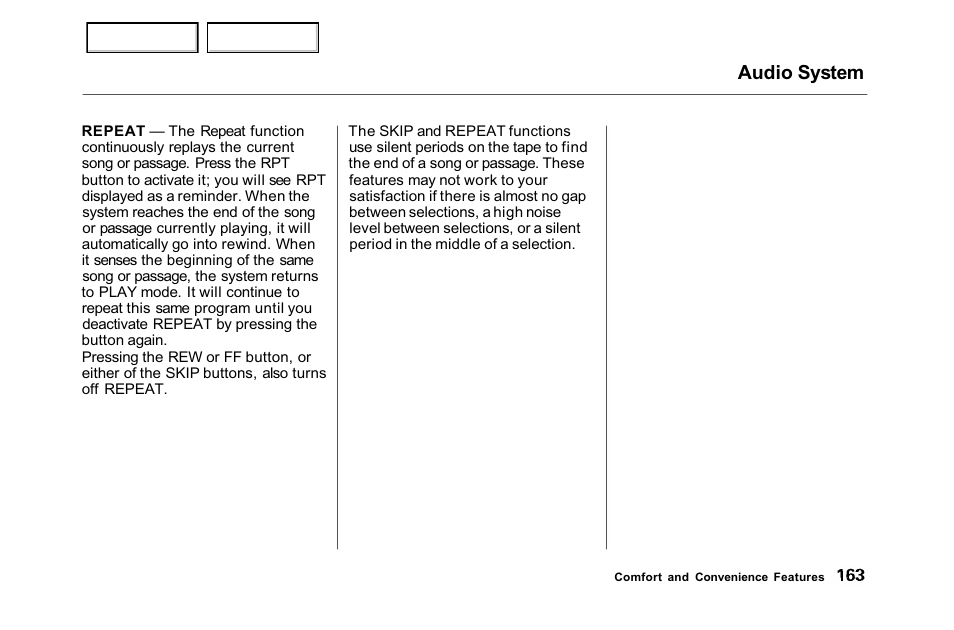 Audio system | HONDA 2001 Accord Sedan - Owner's Manual User Manual | Page 166 / 372