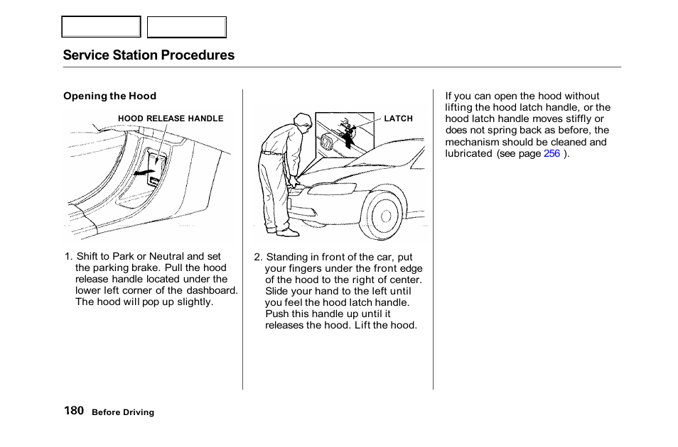 Service station procedures | HONDA 2001 Accord Sedan - Owner's Manual User Manual | Page 183 / 372