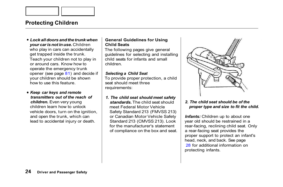 Protecting children | HONDA 2001 Accord Sedan - Owner's Manual User Manual | Page 27 / 372