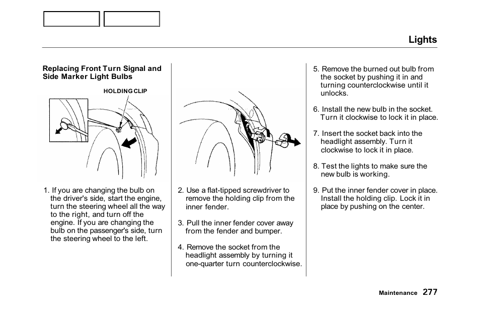 Lights | HONDA 2001 Accord Sedan - Owner's Manual User Manual | Page 280 / 372