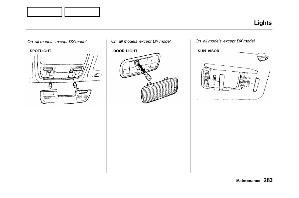 Lights | HONDA 2001 Accord Sedan - Owner's Manual User Manual | Page 286 / 372