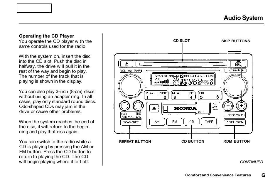 Audio system | HONDA 2001 Accord Sedan - Owner's Manual User Manual | Page 366 / 372