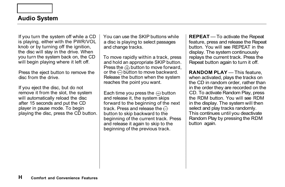 Audio system | HONDA 2001 Accord Sedan - Owner's Manual User Manual | Page 367 / 372