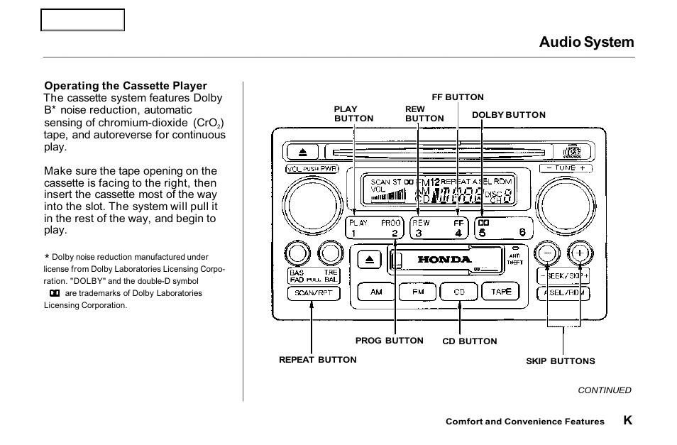 Audio system | HONDA 2001 Accord Sedan - Owner's Manual User Manual | Page 370 / 372