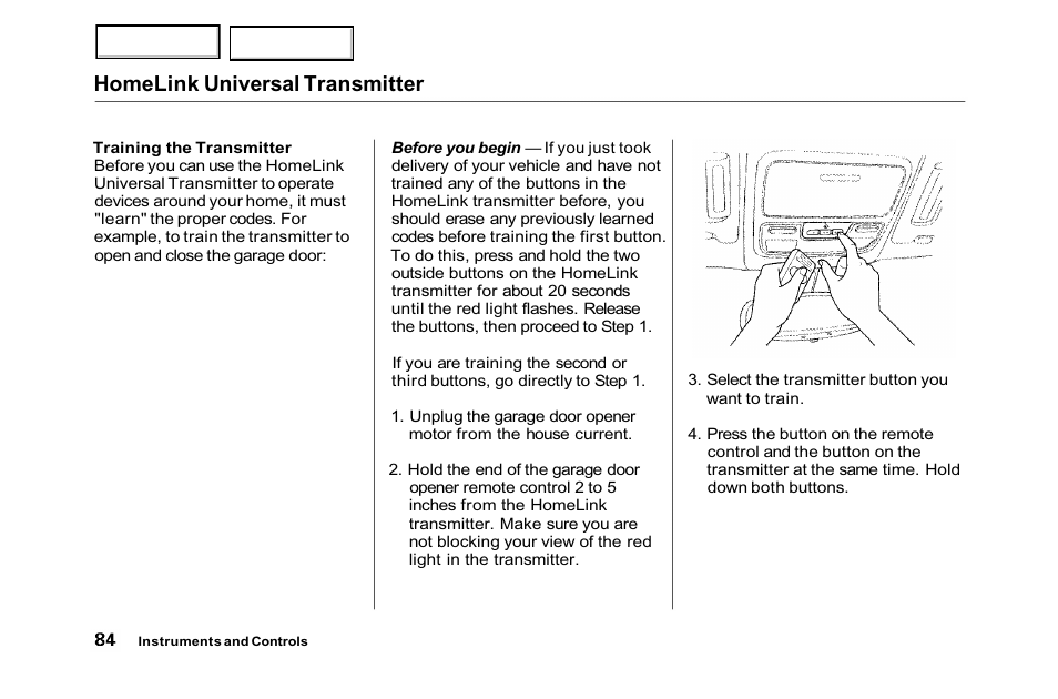 Homelink universal transmitter | HONDA 2001 Accord Sedan - Owner's Manual User Manual | Page 87 / 372