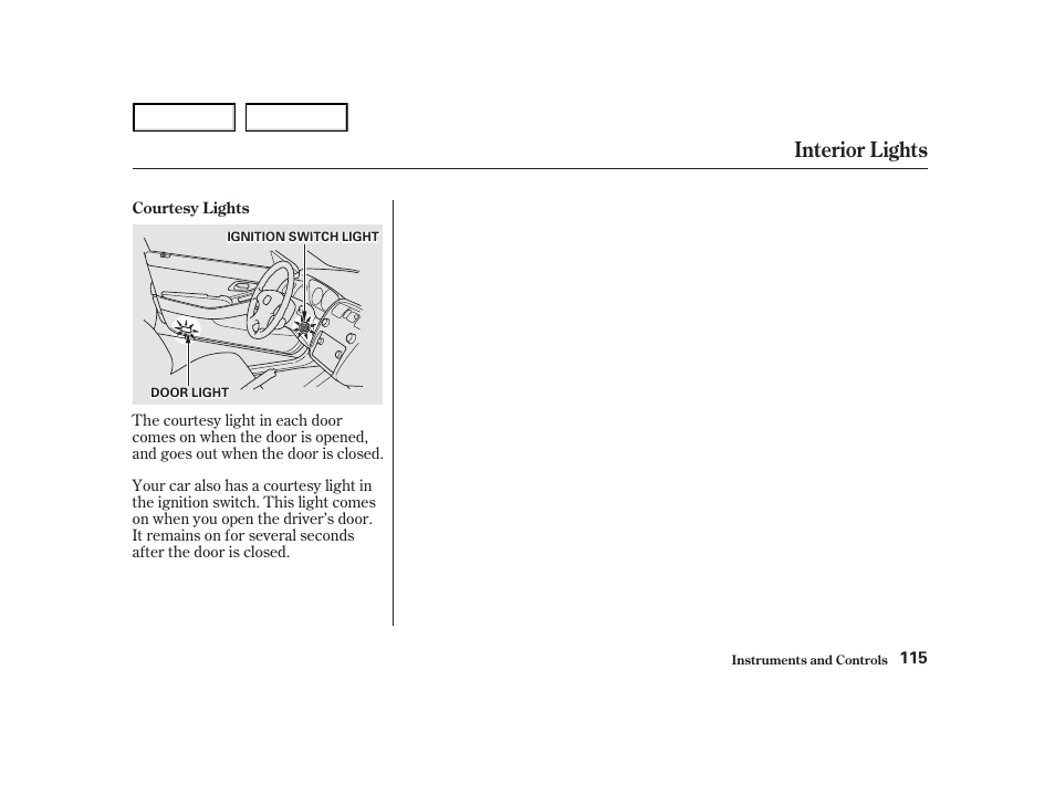 Interior lights | HONDA 2001 Accord Coupe - Owner's Manual User Manual | Page 118 / 359