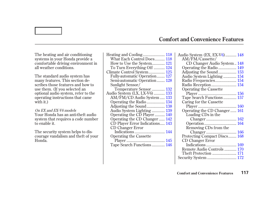 Comfort and convenience features | HONDA 2001 Accord Coupe - Owner's Manual User Manual | Page 120 / 359