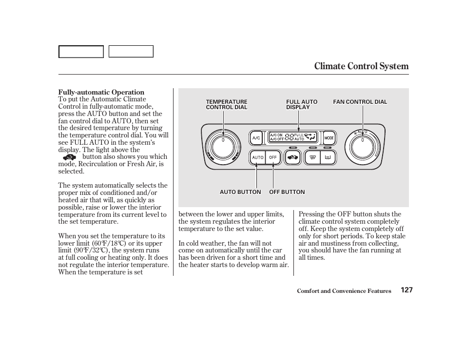 Climate control system | HONDA 2001 Accord Coupe - Owner's Manual User Manual | Page 130 / 359