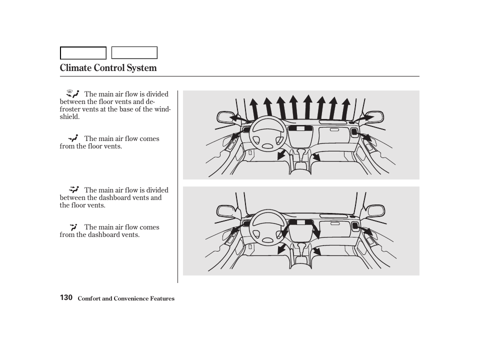 Climate control system | HONDA 2001 Accord Coupe - Owner's Manual User Manual | Page 133 / 359