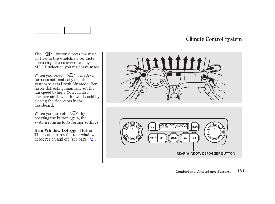 Climate control system | HONDA 2001 Accord Coupe - Owner's Manual User Manual | Page 134 / 359