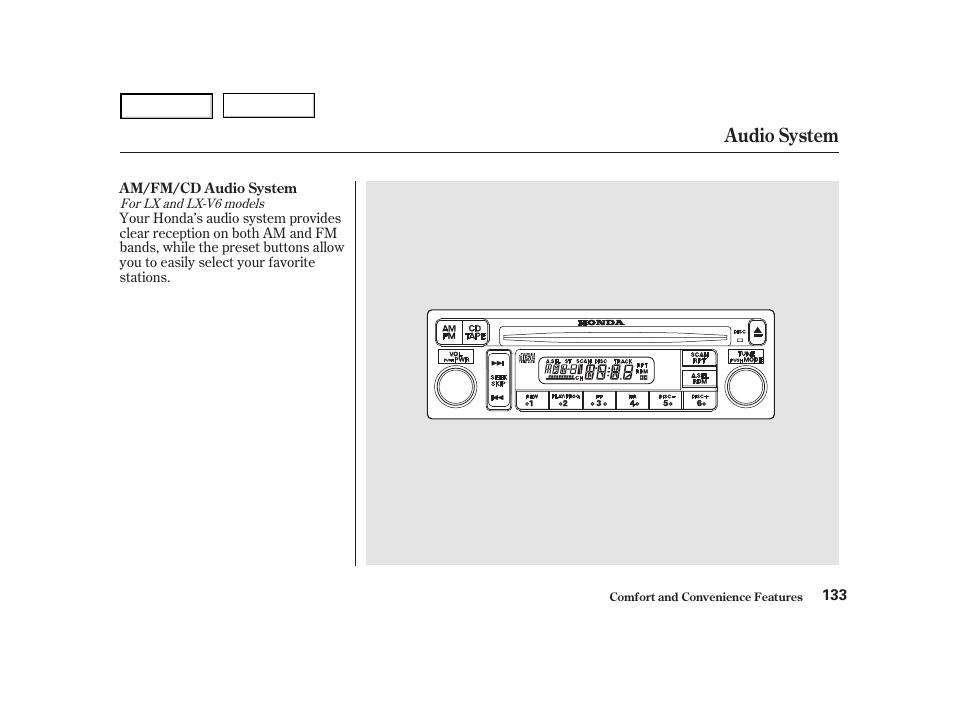 Audio system | HONDA 2001 Accord Coupe - Owner's Manual User Manual | Page 136 / 359