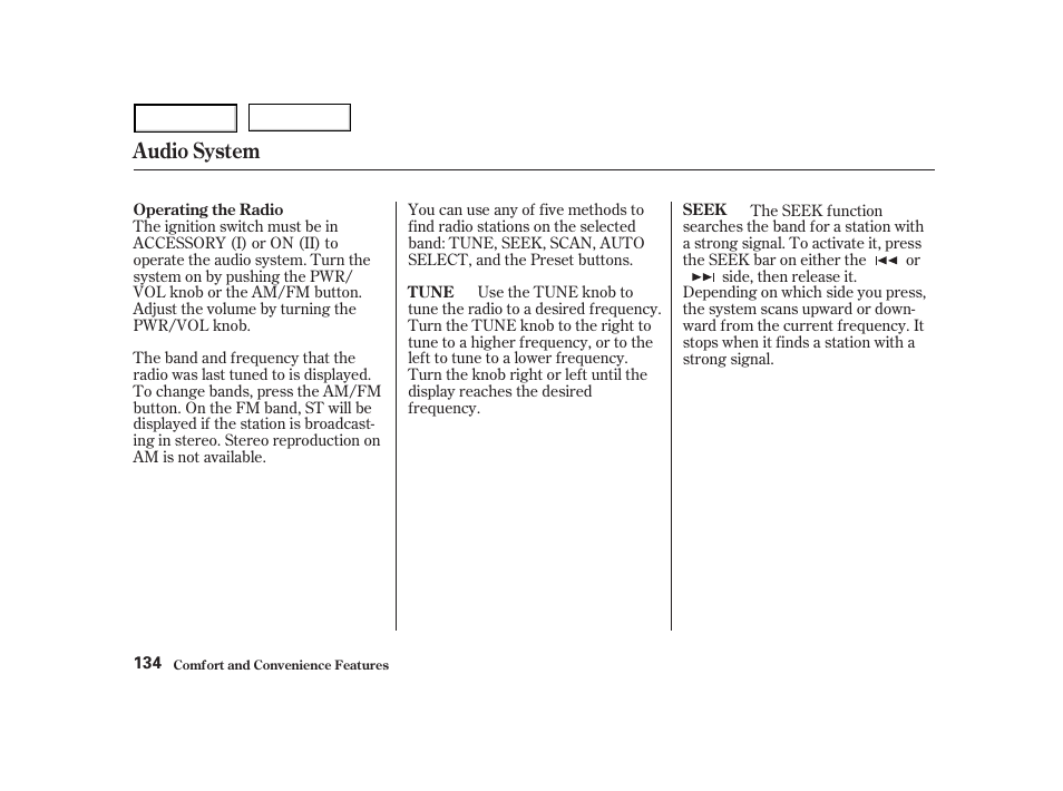 Audio system | HONDA 2001 Accord Coupe - Owner's Manual User Manual | Page 137 / 359