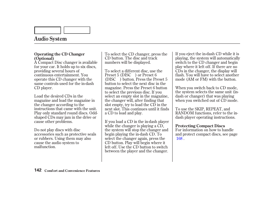 Audio system | HONDA 2001 Accord Coupe - Owner's Manual User Manual | Page 145 / 359