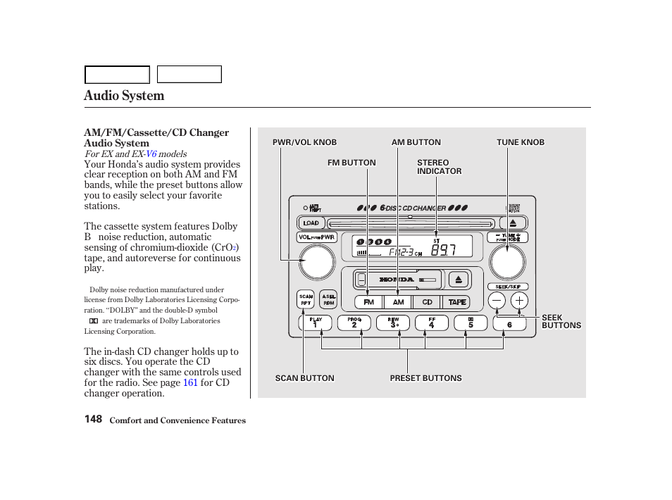 Audio system | HONDA 2001 Accord Coupe - Owner's Manual User Manual | Page 151 / 359