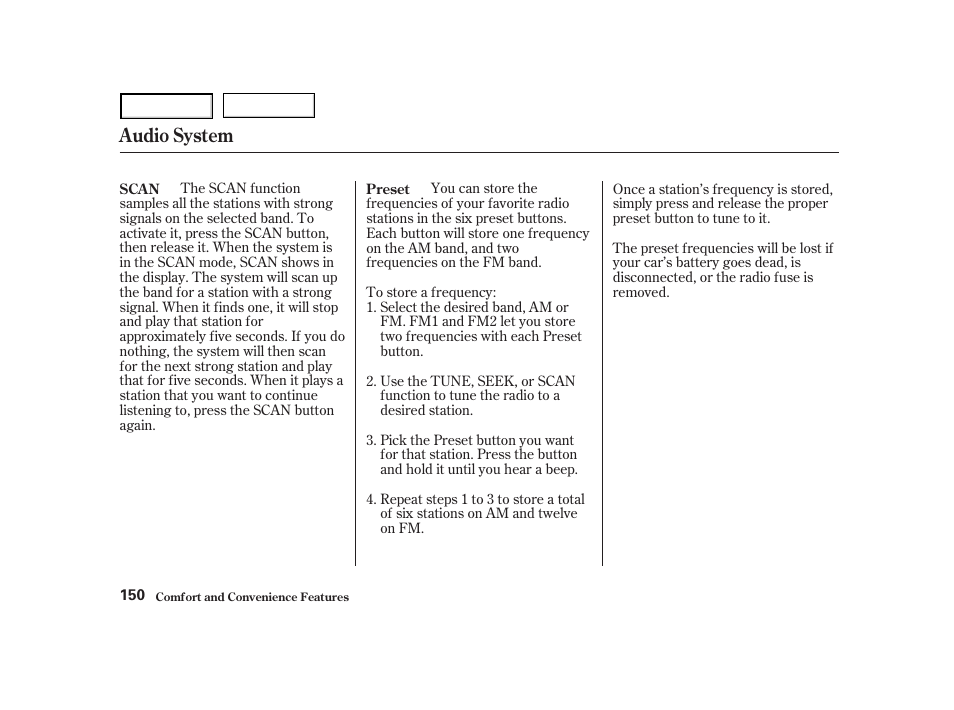 Audio system | HONDA 2001 Accord Coupe - Owner's Manual User Manual | Page 153 / 359