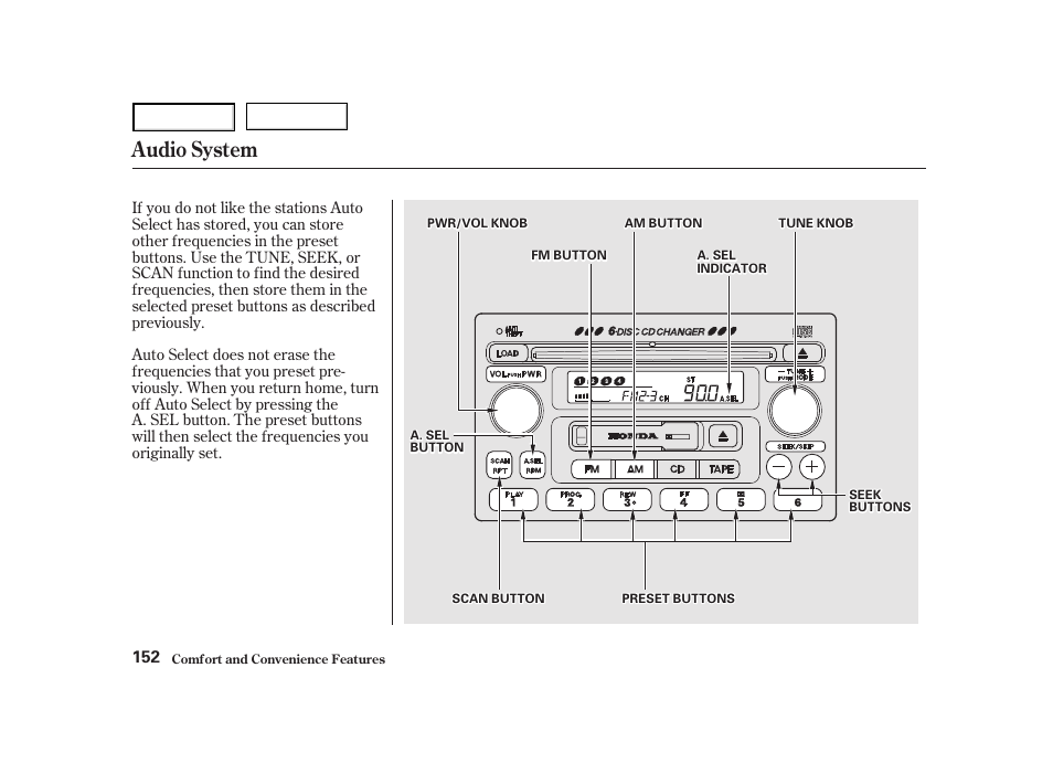 Audio system | HONDA 2001 Accord Coupe - Owner's Manual User Manual | Page 155 / 359