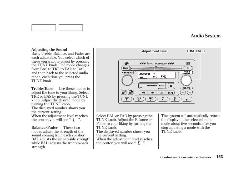 Audio system | HONDA 2001 Accord Coupe - Owner's Manual User Manual | Page 156 / 359