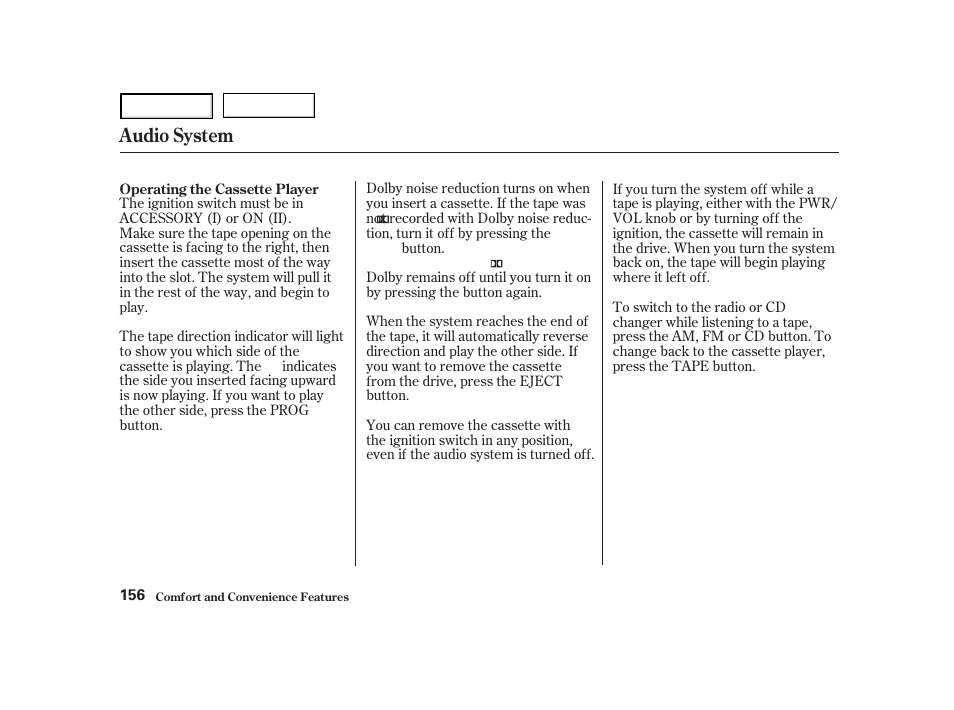 Audio system | HONDA 2001 Accord Coupe - Owner's Manual User Manual | Page 159 / 359