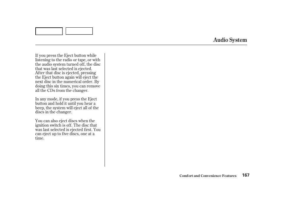 Audio system | HONDA 2001 Accord Coupe - Owner's Manual User Manual | Page 170 / 359