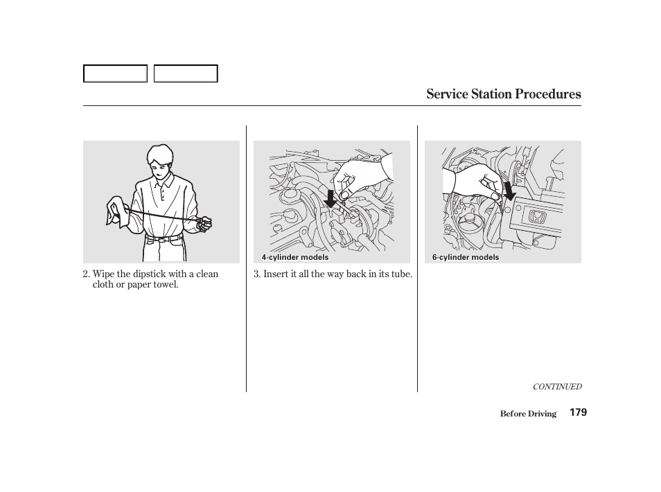 Service station procedures | HONDA 2001 Accord Coupe - Owner's Manual User Manual | Page 182 / 359