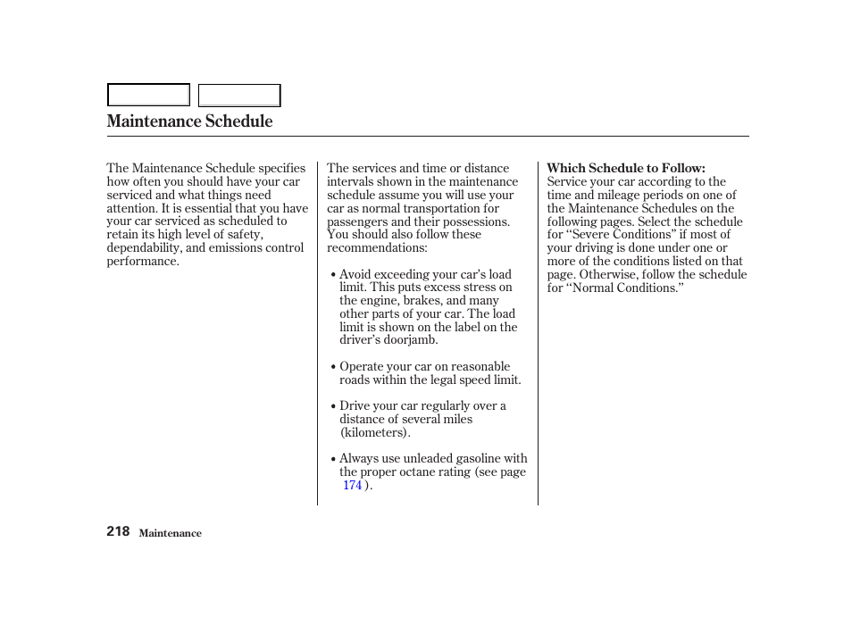 Maintenance schedule | HONDA 2001 Accord Coupe - Owner's Manual User Manual | Page 221 / 359