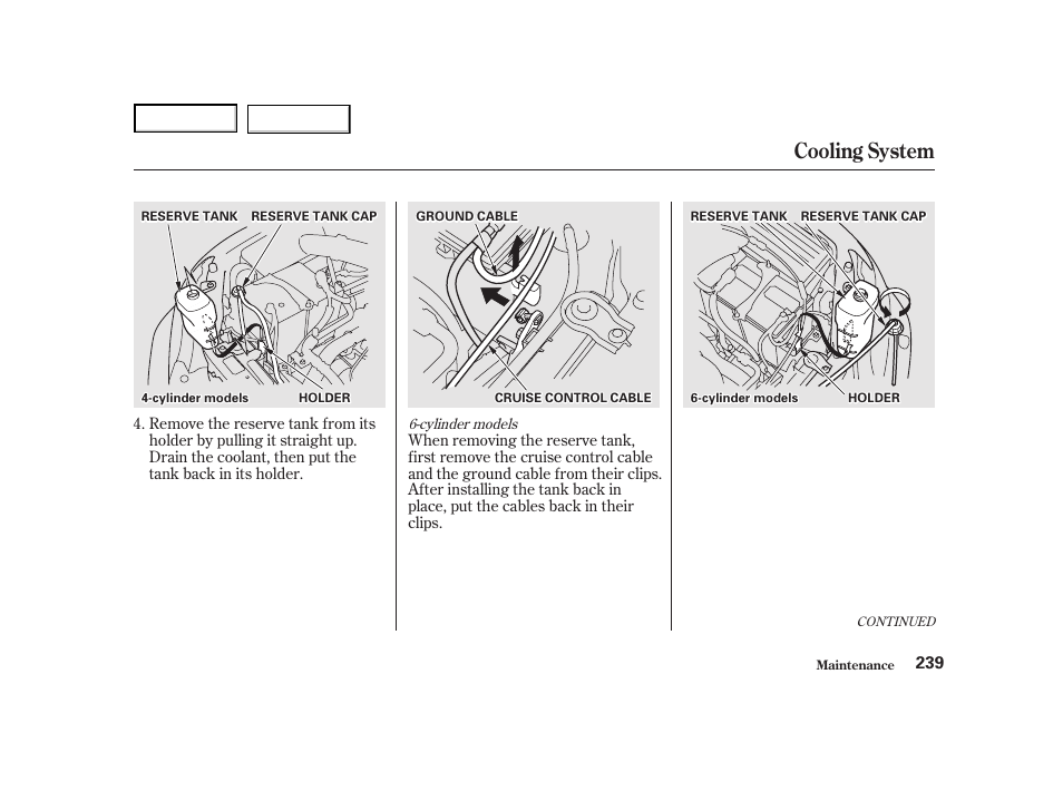 Cooling system | HONDA 2001 Accord Coupe - Owner's Manual User Manual | Page 242 / 359