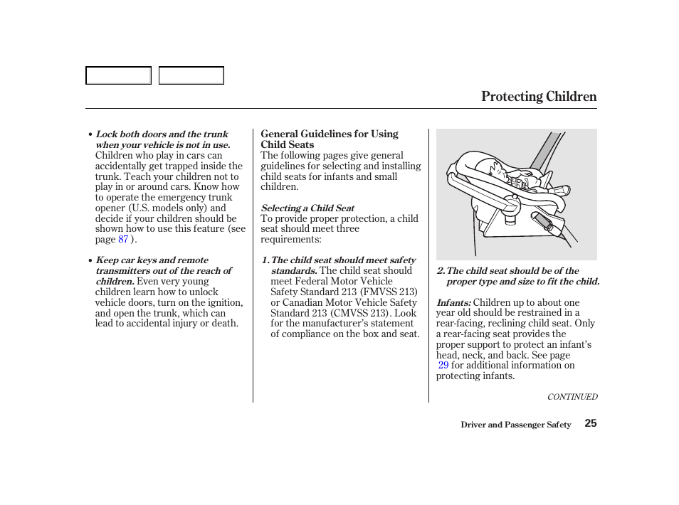 Protecting children | HONDA 2001 Accord Coupe - Owner's Manual User Manual | Page 28 / 359