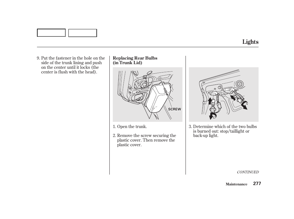 Lights | HONDA 2001 Accord Coupe - Owner's Manual User Manual | Page 280 / 359