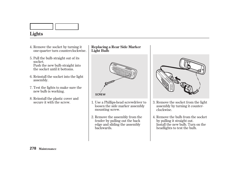 Lights | HONDA 2001 Accord Coupe - Owner's Manual User Manual | Page 281 / 359