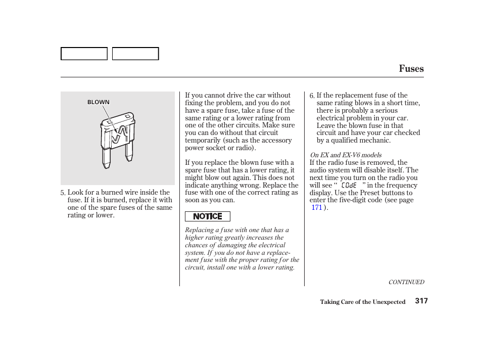 Fuses | HONDA 2001 Accord Coupe - Owner's Manual User Manual | Page 320 / 359